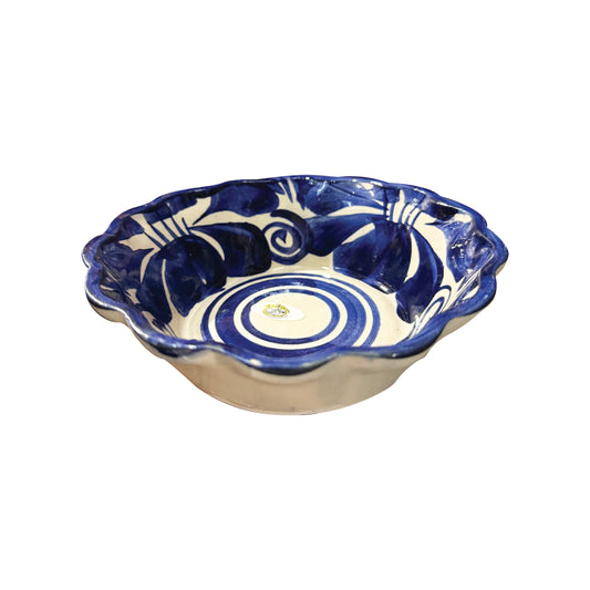 Plato Ceramica Pozolero Cobalto Azul con ondas